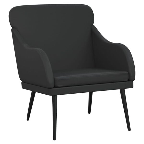 vidaXL Armchair Black Faux leather, metal, plywood 24.8 x 29.7 x 31.5 in