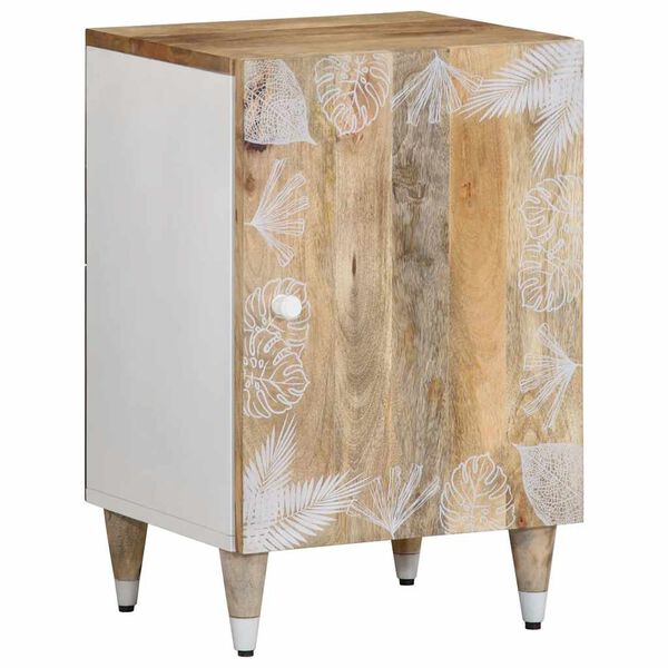 vidaXL Bathroom Cabinet Mango Natural with White Paint