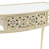 vidaXL Side Table Gold Metal, Glass 32.3 x 15.4 x 29.9 in
