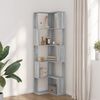 vidaXL Corner Bookcase 5-Tier Grey Sonoma 19.7x19.7x70.5" Engineered Wood