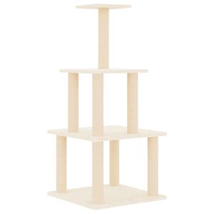 vidaXL Cat Tree Cream Engineered wood, plush, sisal Medium Durable