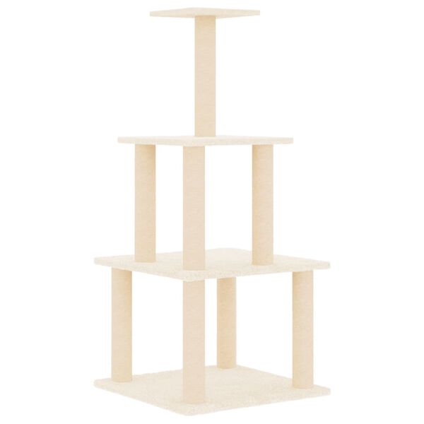 vidaXL Cat Tree Cream Engineered wood, plush, sisal Medium Durable
