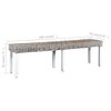 vidaXL Bench White, Natural Natural kubu rattan, solid mango wood
