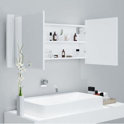 vidaXL LED Bathroom Mirror Cabinet White 39.4"x4.7"x17.7"