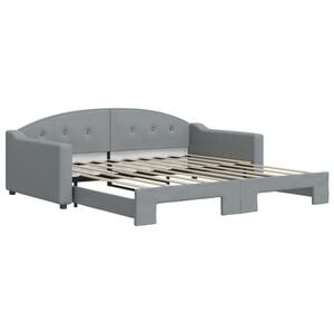 vidaXL Daybed With Trundle Light Gray Polyester, metal, wood, plywood, foam
