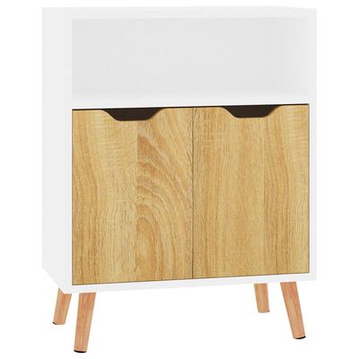 vidaXL Sideboard White and Sonoma Oak 23.6"x11.8"x28.3" Engineered Wood