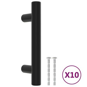 vidaXL Cabinet Handle Set of 10 Black Stainless Steel 39.4 in length