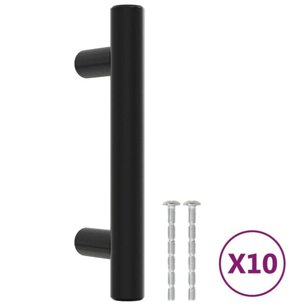 vidaXL Cabinet Handle Set of 10 Black Stainless Steel 39.4 in length