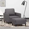 vidaXL Sofa Chair With Footstool Grey Faux leather, metal, plywood Compact