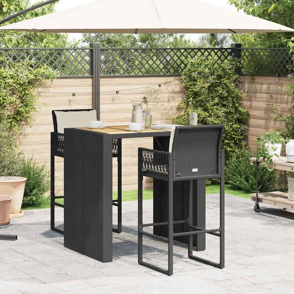 vidaXL Garden Bar Set Black and Cream
