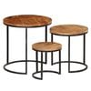 vidaXL Coffee Table Set of 3 Various wood tones Acacia wood and steel