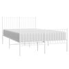 vidaXL Bed Frame White Powder-Coated Steel Double Bed Frame