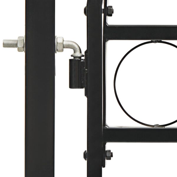 vidaXL Fence Gate Double Door with Arched Top Steel 157.5x68.9" Black