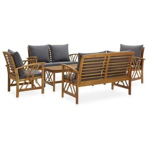 vidaXL Garden Lounge Set Dark grey Solid Acacia Wood Medium Seats Many