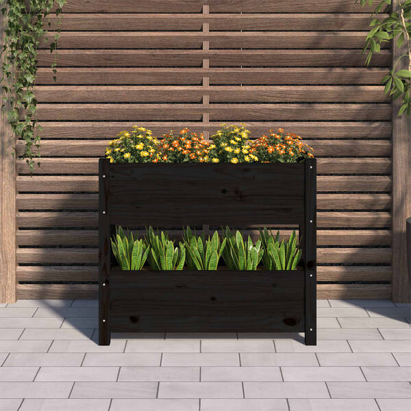 vidaXL Planter Black Solid pine wood Medium Planters Planter