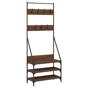 vidaXL Clothes Rack Brown Oak Engineered Wood Compact Clothes Rack