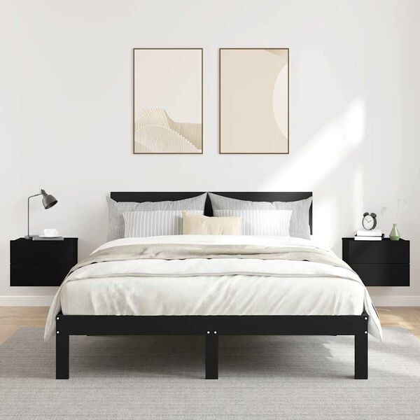 vidaXL Bedside Cabinet Set of 2 Black Engineered wood Bedside Cabinet