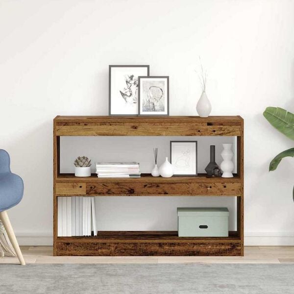 vidaXL Bookcase Old wood 39.37 x 11.81 x 28.35 in Engineered Wood