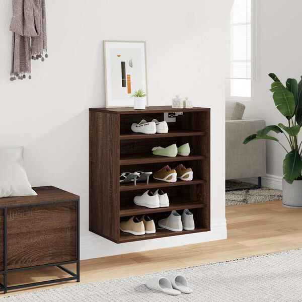 vidaXL Shoe Cabinet Brown Oak Engineered Wood Medium Shoe Cabinet