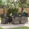 vidaXL Garden Dining Set with Cushion 7 pcs Grey Poly Rattan