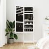 vidaXL Mirror Jewelry Cabinet White Engineered wood, glass, fabric