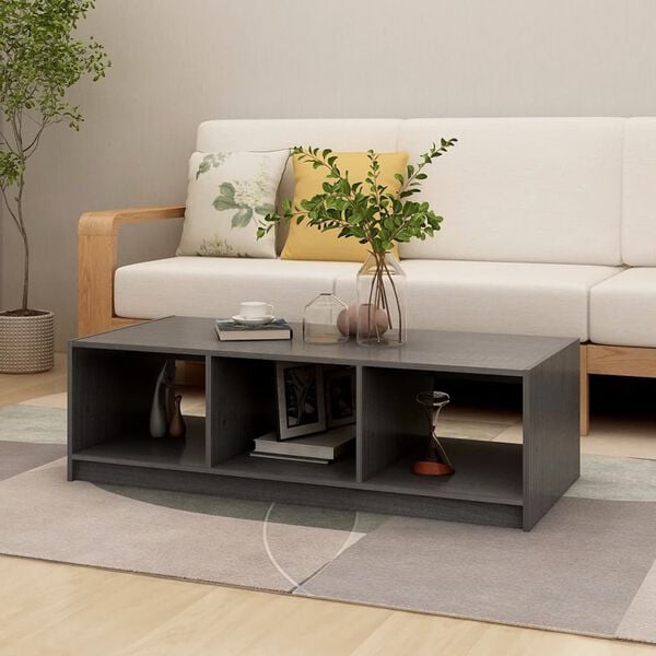 vidaXL Coffee Table Grey Solid pinewood Medium Modern Coffee Table