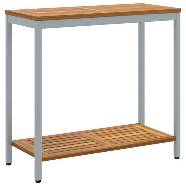vidaXL Outdoor Table with Shelf Natural and grey 31.5" x 13.8" x 29.5