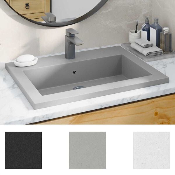 vidaXL Granite Basin 23.62x17.72x4.72" Grey