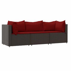 vidaXL Patio Lounge Set Brown PE Rattan, Powder-Coated Steel, Polyester