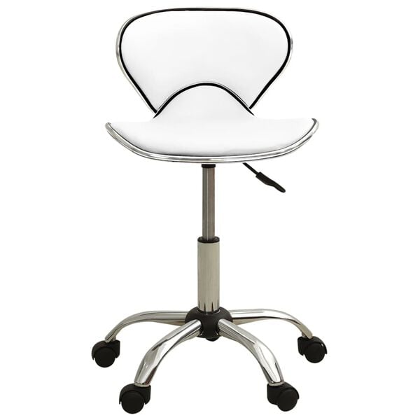 vidaXL Office Chair White and Chrome Faux Leather, Chromed Steel Standard