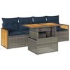 vidaXL 5 Piece Patio Sofa Set with Cushions Gray Poly Rattan Acacia