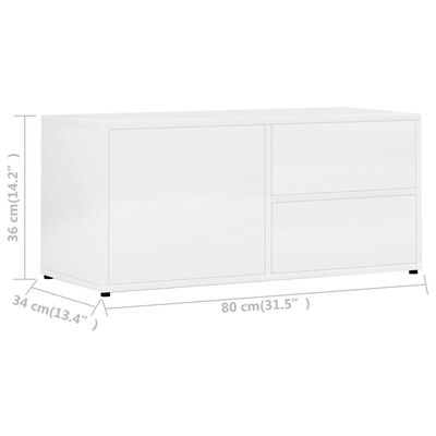 vidaXL TV Cabinet High Gloss White 31.5"x13.4"x14.2" Engineered Wood