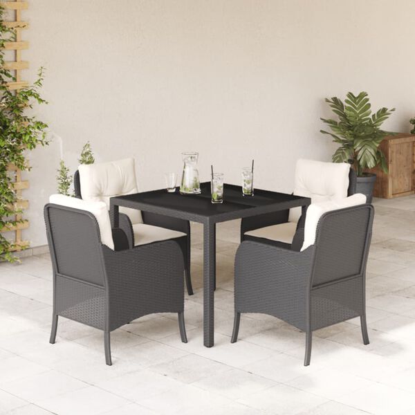 vidaXL Garden Dining Set Black, Cream White