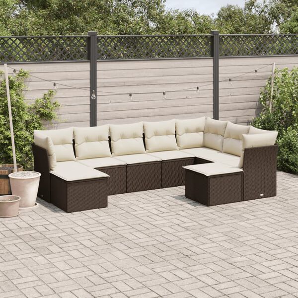 vidaXL Garden Sofa Set Brown, Cream white