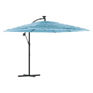vidaXL Garden Parasol Blue Polyester, steel, straw Large