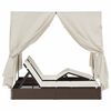 vidaXL Double Sun Lounger with Roof Brown 205 x 129 x 200 cm PE rattan