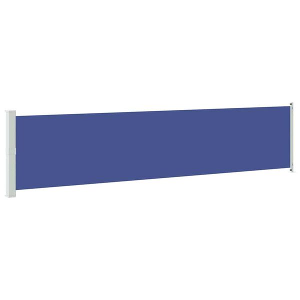 vidaXL Side Awning Blue and Grey Fabric with PU coating, powder-coated steel