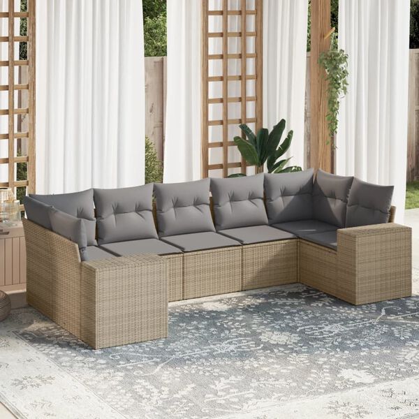 vidaXL Garden Sofa Set Beige, Light Grey