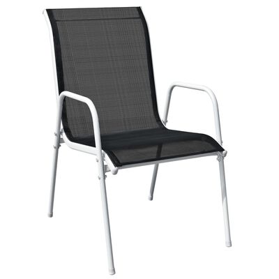 vidaXL Stackable Patio Chairs 6 pcs Steel and Textilene Black