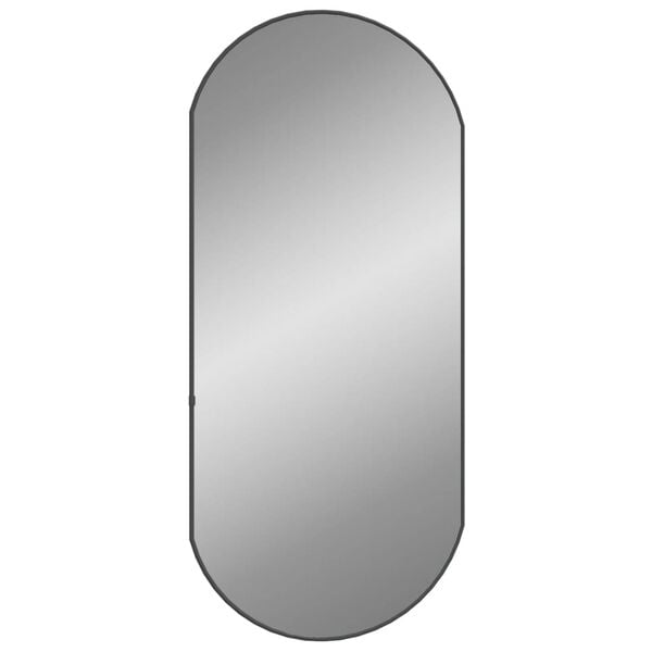 vidaXL Wall Mirror Black Glass Wall Mounting Oval Design