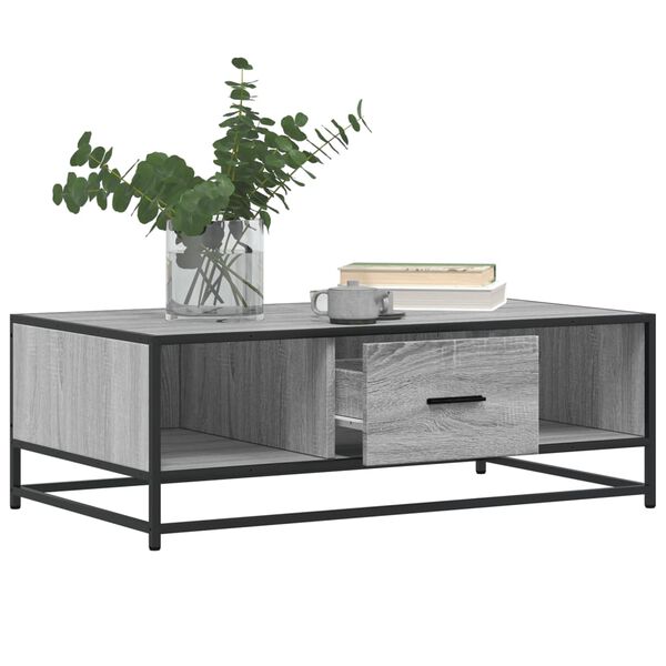 vidaXL Coffee Table Grey Sonoma Engineered Wood, Metal