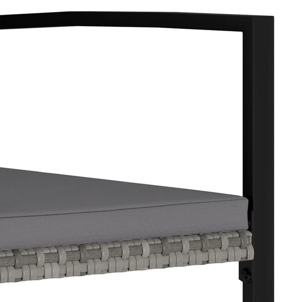 vidaXL Garden Dining Chair Set of 4 Gray Poly Rattan, Powder-Coated Steel