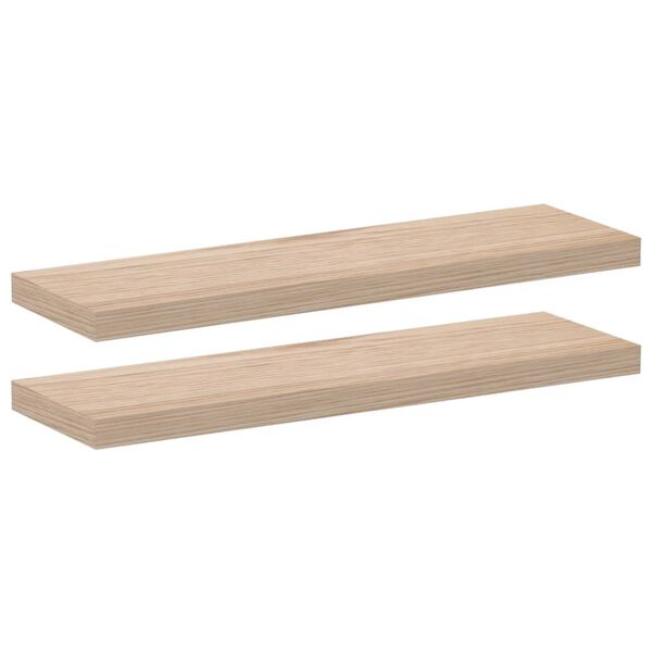 vidaXL Floating Shelf Set of 2 Oak Engineered wood with oak veneer, metal