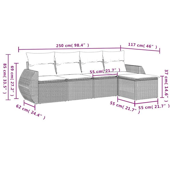 vidaXL Garden Sofa Set Black