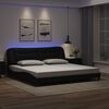 vidaXL Bed Frame Black Faux leather, metal, solid pine wood, plywood