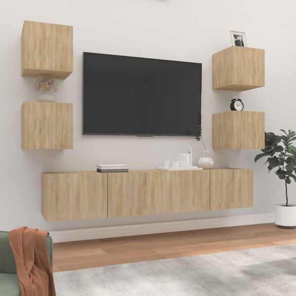 vidaXL TV Cabinet Set Set of 6 Sonoma Oak Engineered wood Medium
