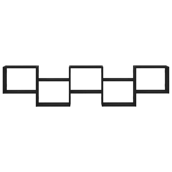 vidaXL Wall Cube Shelf Black Engineered Wood Large Wall Cube Shelf