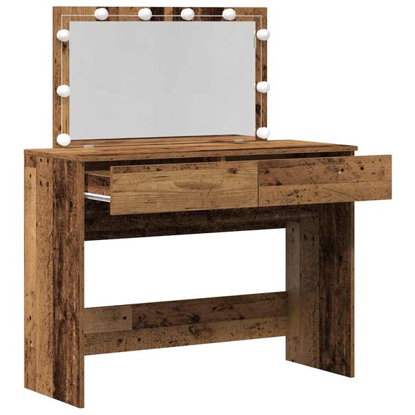 vidaXL Dressing Table with Drawer Old Wood 39.37 x 15.75 x 47.24 in