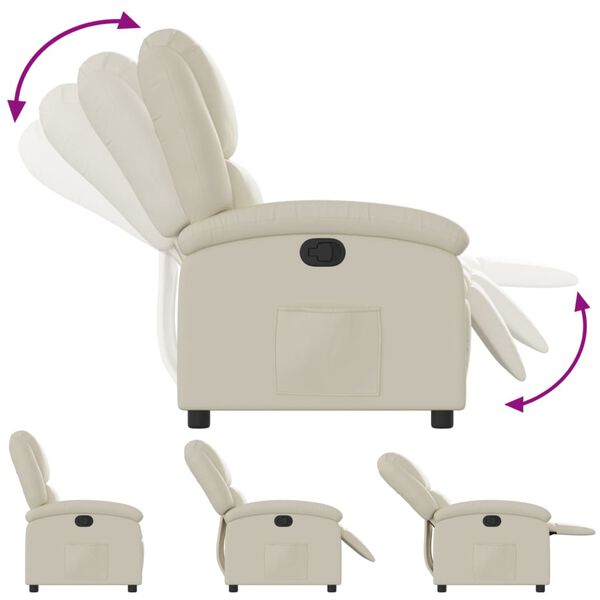 vidaXL Recliner Chair Cream Faux leather, Metal, Plywood Single