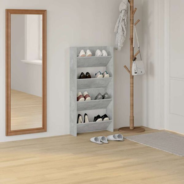 vidaXL Wall Shoe Cabinets 2 pcs Concrete Gray 23.6"x7.1"x23.6" Engineered Wood